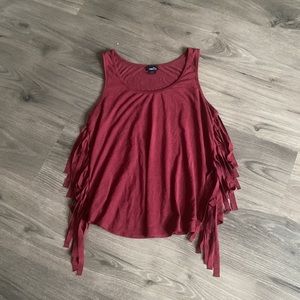 Maroon Fringe Top